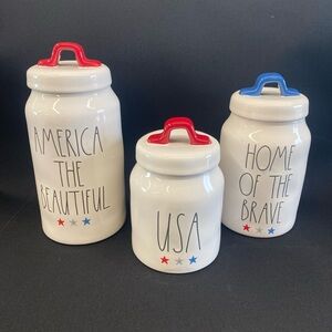 Rae Dunn Patriotic Ceramic Canister Set - Red, White & Blue Fourth of July